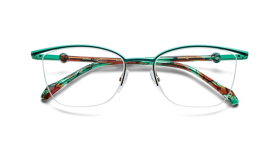 Das Bild zeigt die Korrektionsbrille SORA TQPT von der Marke Etnia Barcelona in grün